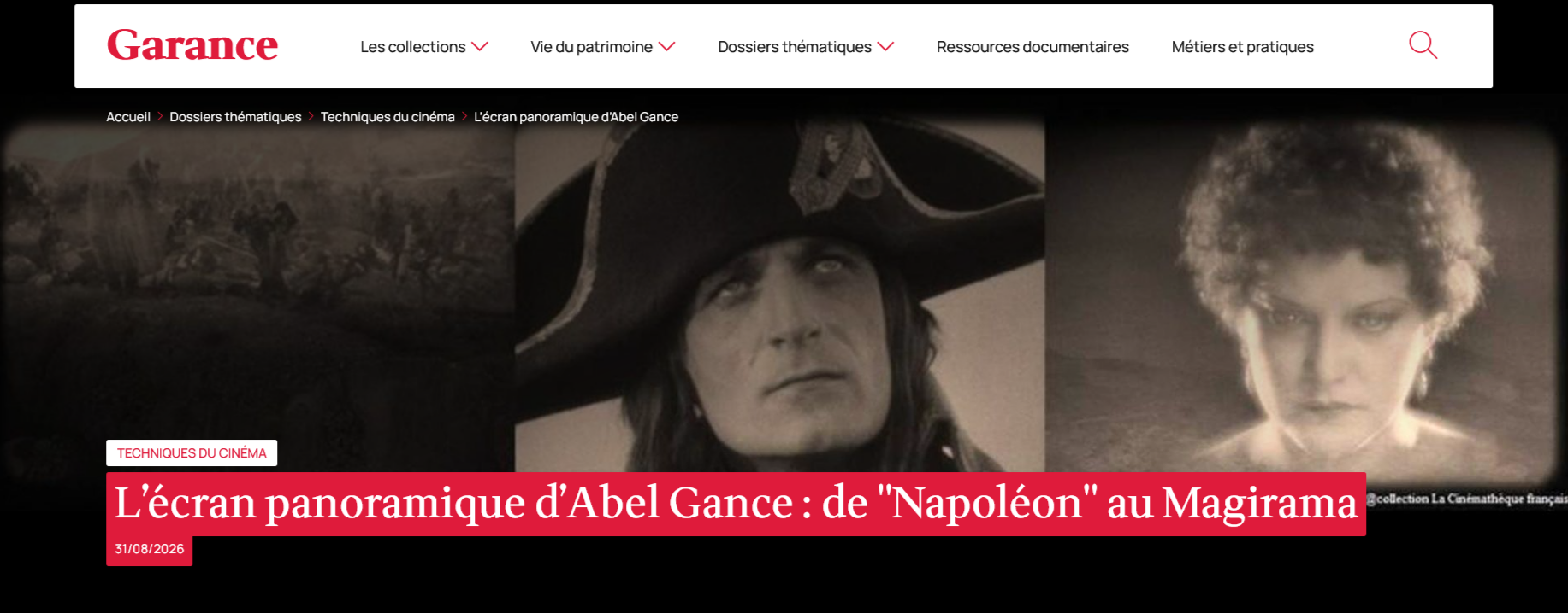 Procédé de triple écran du film Napoléon vu par Abel Gance (© La Cinémathèque française) Garance-portail-web-donne-acces-patrimoine-cinematographique