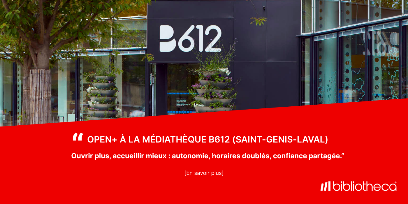 Avec Open+ de Bibliotheca, la médiathèque B612 ouvre plus longtemps.- © Bibliotheca / Médiathèque B612 – Ville de Saint-Genis-Laval Avec Open+ de Bibliotheca, la médiathèque B612 ouvre plus longtemps, en toute confiance