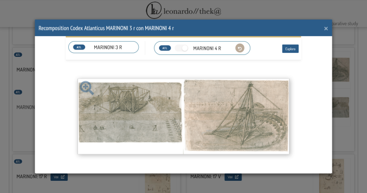 Page d'accueil de la nouvelle bibliothèque numérique Leonardotheka (Museo Galileo de Milan) vie-oeuvreLeonard-de-Vinci-en-ligne-Leonardotheka