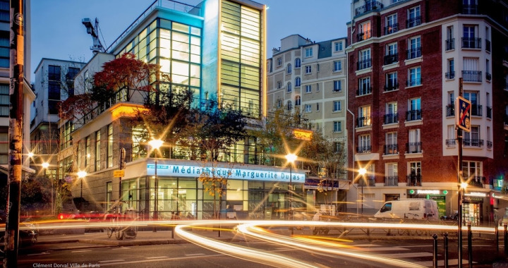 Façade de la médiathèque Marguerite Duras à Paris (Clément Dorval / Mairie de Paris) petition-donner-nom-Christine-Peclard-auditorium-mediatheque-Marguerite-Duras