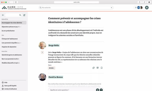 SophIA est disponible depuis quelques semaines pour les abonnés Cairn Pro. (Cairn) nouvel-outil-sophia-cairn-decouvrabilite