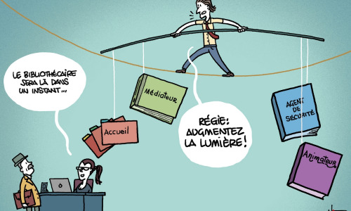 Entre accueil des publics, médiation et programmation culturelle, les bibliothécaires conjuguent des missions multiples qui interrogent les compétences, la formation et le sens du métier. (Vince) bibliothecaires-diversification-missions-accueil-mediation-formation