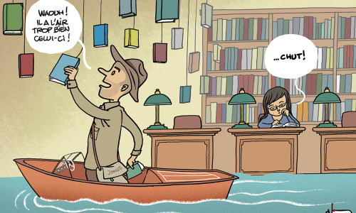 Les outils ne sont qu’un volet de la découvrabilité. (Dessin de Vince) decouvrabilite-collections-bibliotheques