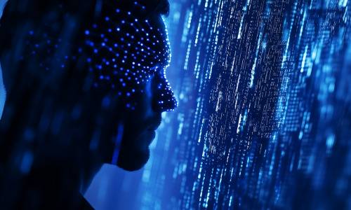 Alexandre Bernard, Directeur Technique chez Kentika, interviendra le 11 juin à 10h dans le cadre de la demi-journée Archimag "Gouvernance de l'information, des datas et de l'IA". (Magnific/christopherdisho786) portrait-futuriste-homme-interagissant-avec-donnees-numeriques