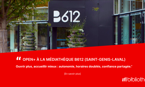 Avec Open+ de Bibliotheca, la médiathèque B612 ouvre plus longtemps.- © Bibliotheca / Médiathèque B612 – Ville de Saint-Genis-Laval Avec Open+ de Bibliotheca, la médiathèque B612 ouvre plus longtemps, en toute confiance